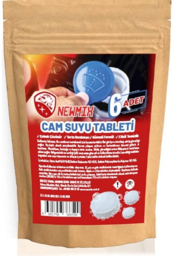 NEWMIX OTO CAM TEMİZLEME TABLETİ 6 ADET (33GR)