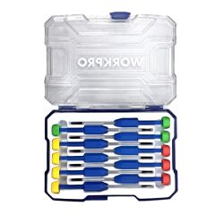 WORKPRO WP200530 CR-V 10 Parça Profesyonel Manyetik Hassas Tornavida Seti