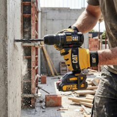CAT DX1010.1 18Volt 2.0Ah Li-ion Çift Akülü Kömürsüz Profesyonel Şarjlı Darbeli Matkap + 20 Parça Delme Vidalama Uç Seti