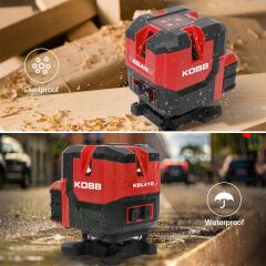 KOBB KBL41G 30Metre 4x90⁰/1x360⁰ Otomatik Hizalamalı Li-ion Çift Akülü Profesyonel Yeşil Çapraz Çizgi Lazer Distomat