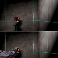 KOBB KBL41GTP 30M 4x90⁰/1x360⁰ Otomatik Hizalamalı Li-ion Çift Akü Profesyonel Yeşil Çizgi Lazer Distomat + Tripod