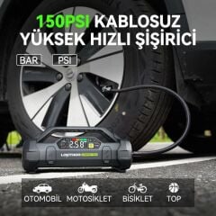 Lokithor JA3000PRO 12V 3000Amp LiFePO4 Akıllı Akü Takviye + Pompa + Powerbank + Led Lamba