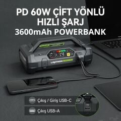 Lokithor JA3000PRO 12V 3000Amp LiFePO4 Akıllı Akü Takviye + Pompa + Powerbank + Led Lamba