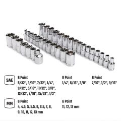 WORKPRO WP202536 39 Parça 3/8’’ 1/4’’ CR-V Metrik/İnç Profesyonel Lokma Takımı