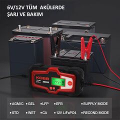 KOBB KBS10A 6/12V 200A Dijital Akü Şarj / Akü Bakım / Desülfatör ve Power Supply