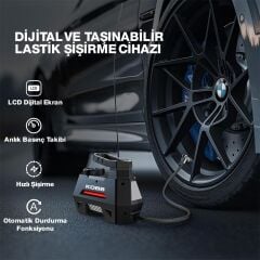 KOBB KB180 12Volt 150 PSI Ayarlanabilir Dijital Basınç Göstergeli Lastik Şişirme Pompası