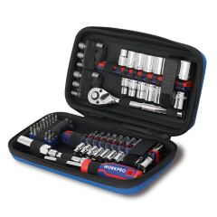 WORKPRO WP209006 84 Parça 3/8’’ 1/4’’ CR-V Metrik/İnç Profesyonel Lokma ve Bits Uç Takımı