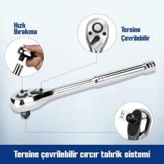 WORKPRO WP202524 1/4'’ 3/8’’ Metrik 75 Parça Cr-V Profesyonel Lokma Takımı