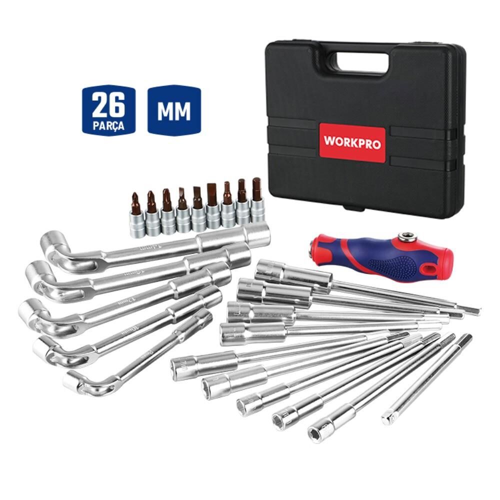 WORKPRO WP204003 26 Parça Cr-V Profesyonel Motosiklet Tamir Alet Seti
