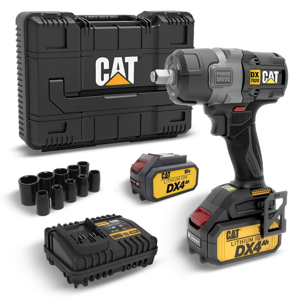 CAT DX7020.1 18Volt 4.0 Ah Çift Akülü Kömürsüz 700/880Nm Profesyonel Şarjlı Somun Sıkma + 10 Adet Lokma Ucu