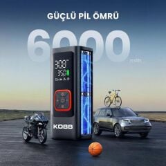 KOBB KB426 12V / Şarjlı Li-ion 150 PSI Dijital Göstergeli Akıllı Lastik Şişirme Pompası+ Powerbank + SOS + Led Lamba