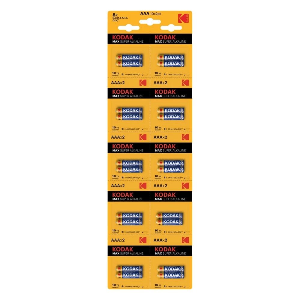 Kodak 20 Adet Max Super Alkalin İnce Pil - Aaa ( 2'Li Ayrılabilir )
