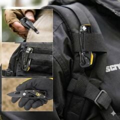 CAT DA980266 Kemer Askı Kancalı Karabinalı Katlanabilir 13CM Paslanmaz Çelik Siyah Kamp Çakısı