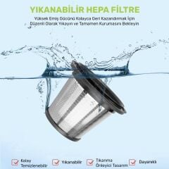 KOBB KBV20F 12V/Şarjlı Hibrit Araç Süpürgesi İçin Yedek HEPA+Çelik Filtre