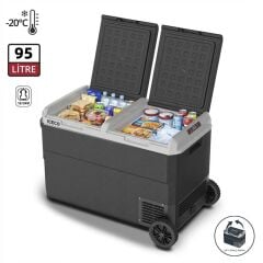 ICECO MCD95D 12/24Volt 95 Litre Kompresörlü Çift Bölmeli Tekerlekli Outdoor Oto Buzdolabı/Dondurucu