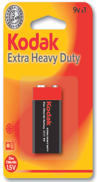 K9VHZ-1 KODAK 1 ADET ÇİNKO KARBON BLİSTER 9 VOLT PİL