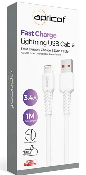 APC-A130L USB-LİGHTNİNG KABLO (1M 3.4A Ş+D KABLO)