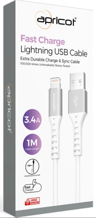 APC-A140L USB-LİGHTNİNG KABLO (1M 3.4A Ş+D KABLO)