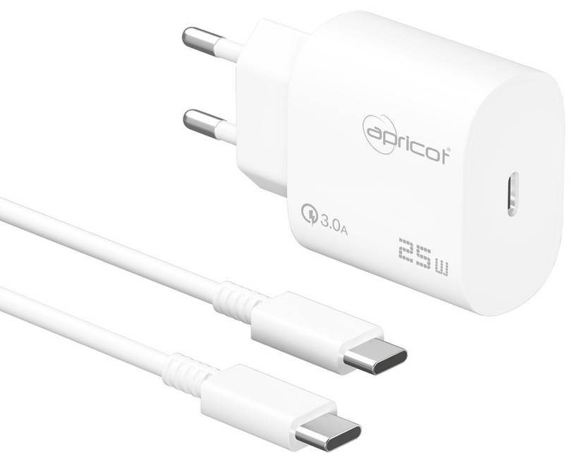 APC-U425T 25W PD TYPE-C (HIZLI EV ŞARJ ADAPTÖRÜ SET BEYAZ )