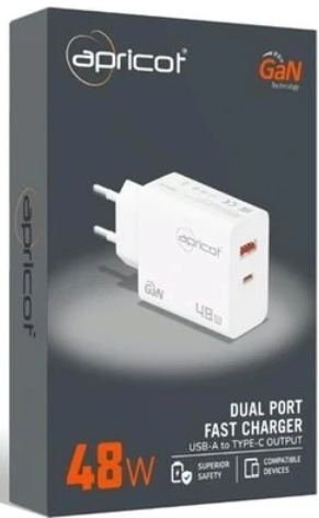 APC-U448    48W GAN  BEYAZ HIZLI EV ŞARJ ADAPTÖRÜ